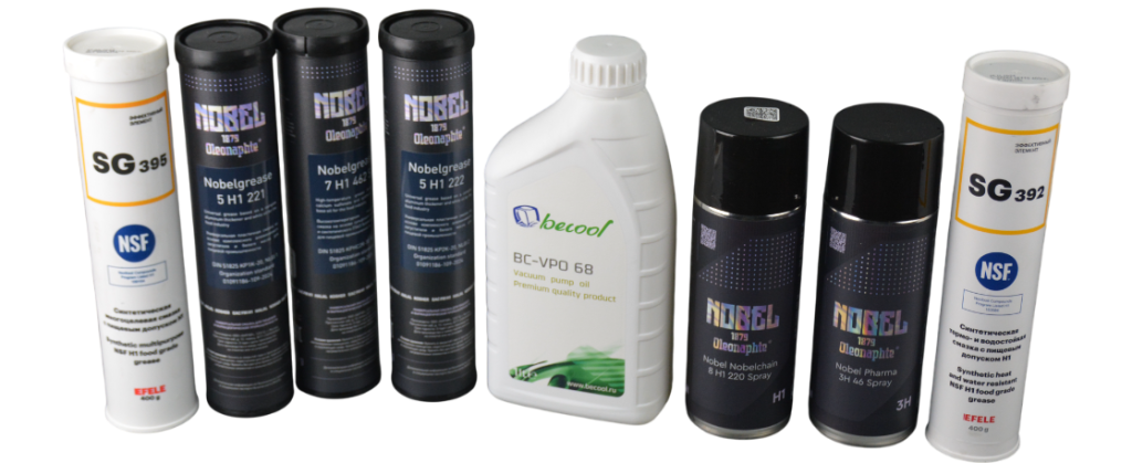 Смазки, масла, смазочные материла для пищевого оборудования, с пищевым допуском Смазки, масла, смазочные материла для пищевого оборудования, с пищевым допуском
