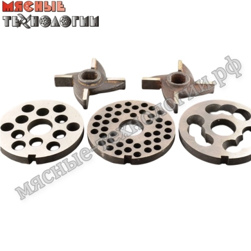 Комплект решеток и ножей с буртом для мясорубок М-75, МИМ-80, М-80, М-50С Комплект решеток и ножей с буртом для мясорубок М-75, МИМ-80, М-80, М-50С
