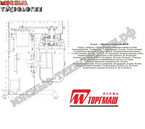 Миксер планетарный МВ-40 (40 л, плавная регулировка скорости, 380В) фото 3